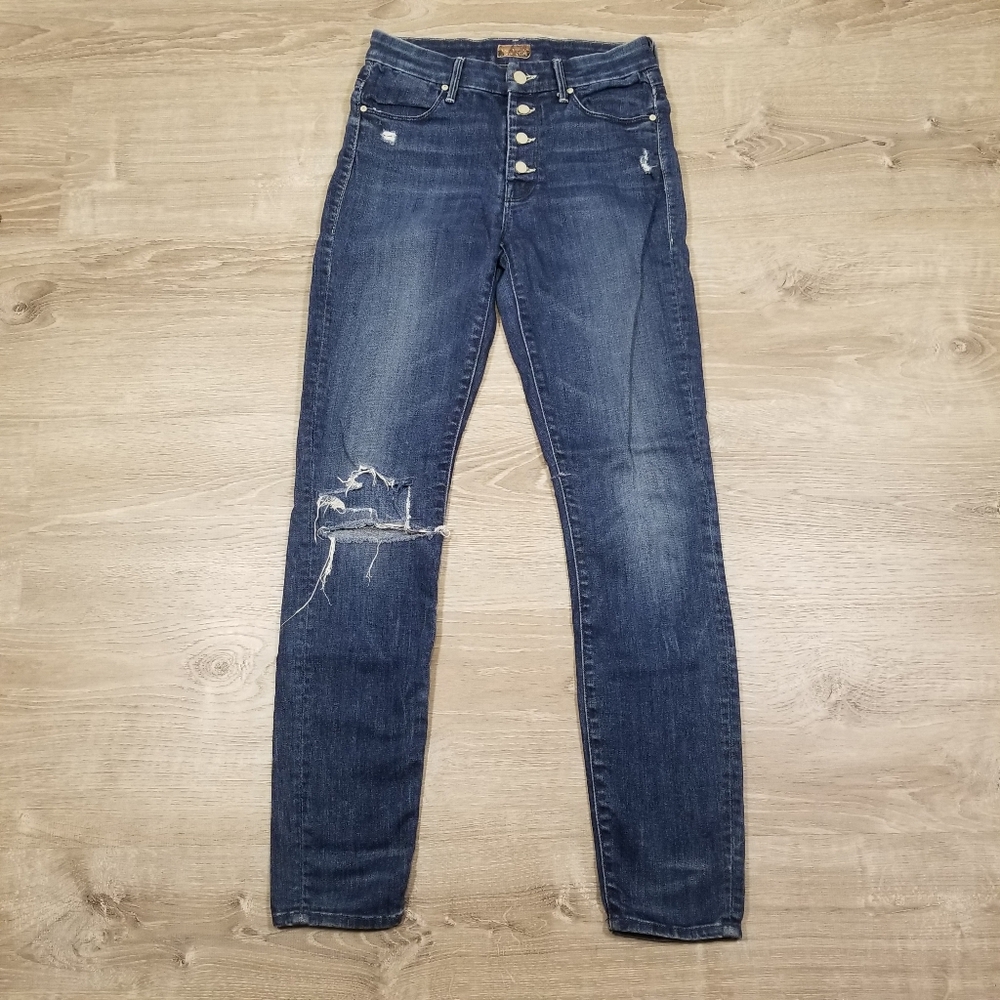 Mother Denim Pixie Ankle Fray Button Fly Stretch Jeans Womens Size 26Wx28L